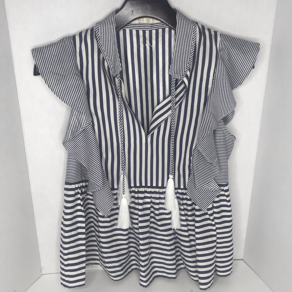 Marie Oliver silk blend sleeveless ruffles tassels